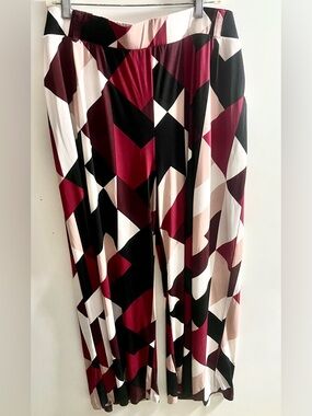 Torrid Geometric Print Wide Leg Pants Size 4 Pull-On Stretch Flowy Boho Chic 4X